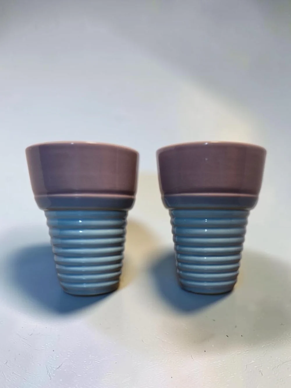 Set of 7 Colorful Ribbed Vintage Trisa Ceramic Dessert Cups ♡*